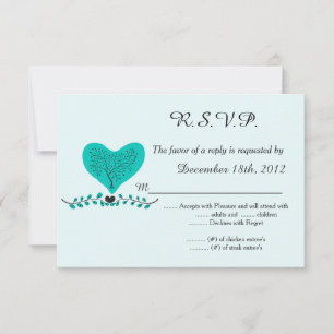 Blue Heart and Tree 3.5x5 R.S.V.P. Antwortkarte RSVP Karte