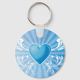 Blue Heart and Wings Schlüsselanhänger