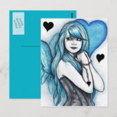Blue Heart Angel Gothic Fantasy Postcard Postkarte (Vorne/Hinten)