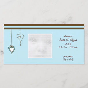 Blue Heart Baby Announcement Foto Cards Ankündigung
