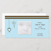 Blue Heart Baby Announcement Foto Cards Ankündigung (Vorne/Hinten)