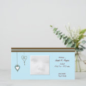 Blue Heart Baby Announcement Foto Cards Ankündigung (Stehend Vorderseite)