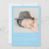 Blue Heart Baby Boy Vielen Dank, dass Sie Geburtst Ankündigung (Rückseite)