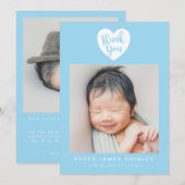 Blue Heart Baby Boy Vielen Dank, dass Sie Geburtst Ankündigung (Vorne/Hinten)