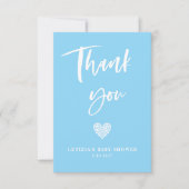 Blue Heart Baby Dusche Dankeskarte (Vorderseite)