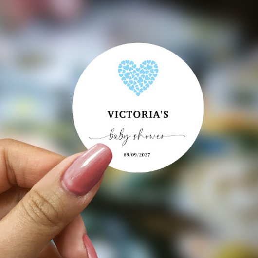 Blue Heart Baby Dusche Party Runder Aufkleber
