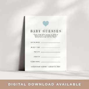 Blue Heart Baby Shooting Game Card Einladung