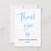 Blue Heart Baby Shower Dankeskarte (Vorderseite)