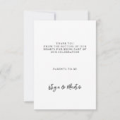 Blue Heart Baby Shower Dankeskarte (Rückseite)