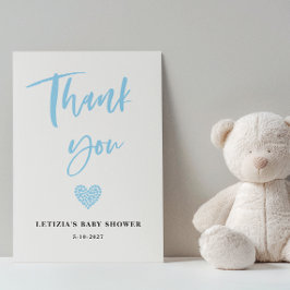 Blue Heart Baby Shower Dankeskarte