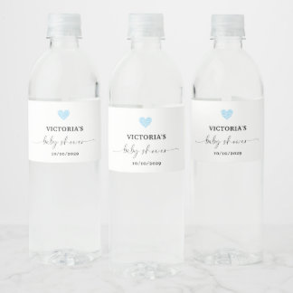 Blue Heart Baby Shower Party  Wasserflaschenetikett