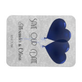 Blue Heart Balloons speichern das Date Magnet (Horizontal)