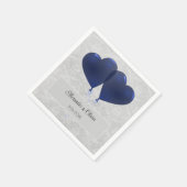 Blue Heart Balloons Wedding Napkins Serviette (Ecke)