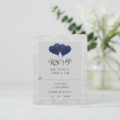 Blue Heart Balloons Wedding RSVP Card Karte (Stehend Vorderseite)