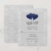 Blue Heart Balloons Wedding RSVP Card Karte (Vorne/Hinten)