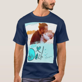 Blue Heart Bester Vater je Frame Abstraktes Foto T-Shirt