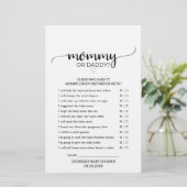 Blue Heart | Black Calligraphy Mommy or Daddy Game (Stehend Vorderseite)