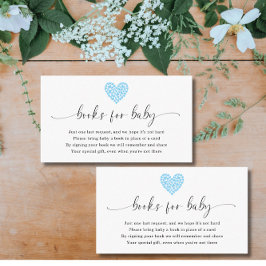 Blue Heart Books for Baby Shower  Begleitkarte
