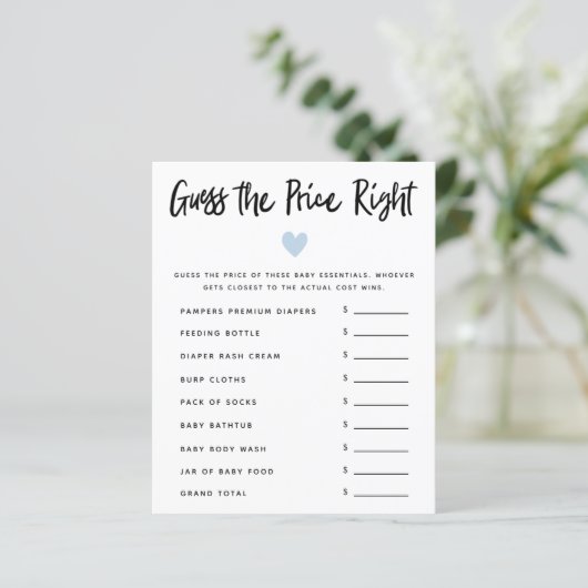 Blue Heart Boy Baby Dusche schätzt den Preis richt (Stehend Vorderseite)