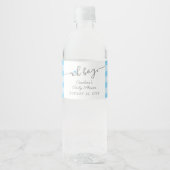 Blue Heart Boy Baby Dusche Wasserflaschenetikett (Vorderseite)