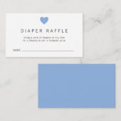 Blue Heart Boy Diaper Raffle Ticket Baby Dusche Begleitkarte (Vorne/Hinten)