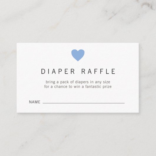 Blue Heart Boy Diaper Raffle Ticket Baby Dusche Begleitkarte (Vorderseite)