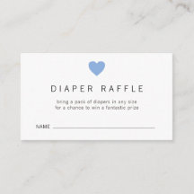 Blue Heart Boy Diaper Raffle Ticket Baby Dusche