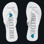 Blue Heart Bride Badesandalen<br><div class="desc">Spaß,  maßgeschneiderte Hochzeitskippen</div>