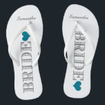 Blue Heart Bride Badesandalen<br><div class="desc">Spaß,  maßgeschneiderte Hochzeitskippen</div>