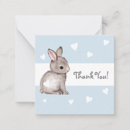 Blue Heart Bunny Baby Dusche Vielen Dank Notecard Mitteilungskarte