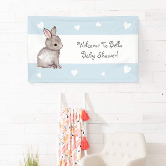 Blue Heart Bunny Baby Showbanner Banner (Insitu)