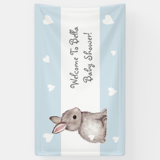 Blue Heart Bunny Baby Showbanner Banner (Vertikal)