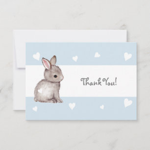 Blue Heart Bunny Danke-Card Dankeskarte