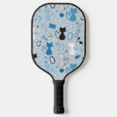 Blue Heart Cats Mitte des Jahrhunderts Pickleball Schläger (Vorderseite)