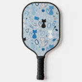 Blue Heart Cats Mitte des Jahrhunderts Pickleball Schläger (Rückseite)