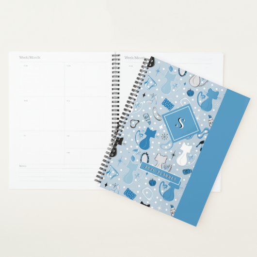 Blue Heart Cats Mitte des Jahrhunderts Planer (Anzeige)