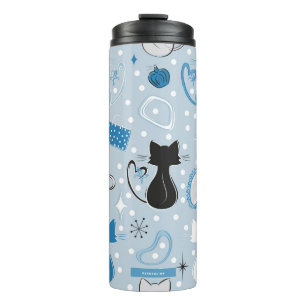 Blue Heart Cats Mitte des Jahrhunderts Thermosbecher
