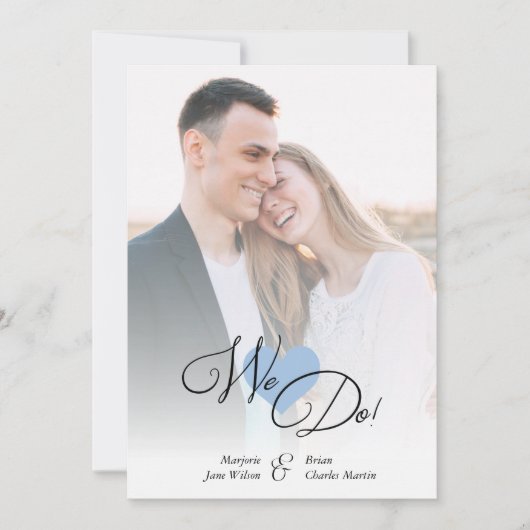 Blue Heart Classic Romantic Two Fotos Wedding (Vorderseite)