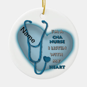 Blue Heart CNA Nurse Keramik Ornament
