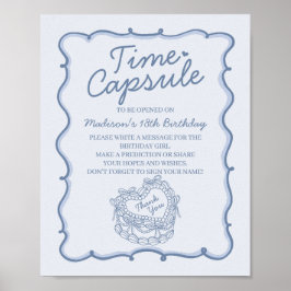 Blue Heart Coquette Cake Birthday Time Kapsel Poster