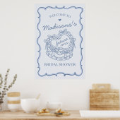 Blue Heart Coquette Cake Brautparty Willkommen Poster (Küche)