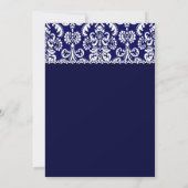 Blue Heart Damask mit Lace Wedding A04 Einladung (Rückseite)