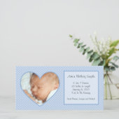 Blue Heart Dots New Baby Foto Card Ankündigung (Stehend Vorderseite)