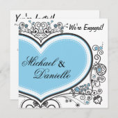 Blue Heart Einladung (Vorne/Hinten)