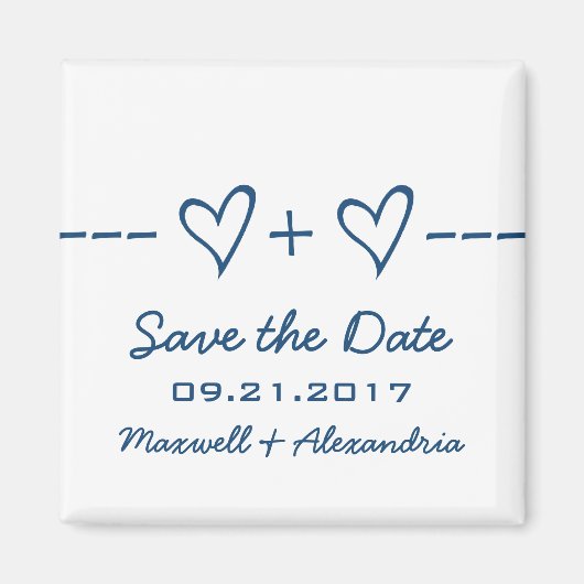 Blue Heart Equation Save the Date Magnet (Vorne)