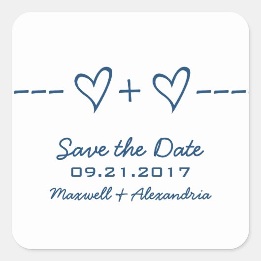 Blue Heart Equation Save the Date Stickers (Vorderseite)