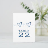 Blue Heart Equation Tischnummer Postkarte (Stehend Vorderseite)