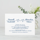 Blue Heart Equation Wedding Invite Einladung (Stehend Vorderseite)