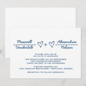Blue Heart Equation Wedding Invite Einladung (Vorne/Hinten)