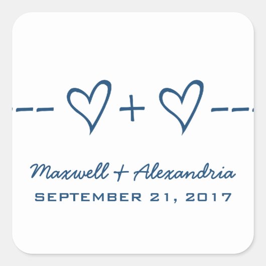 Blue Heart Equation Wedding Stickers (Vorderseite)